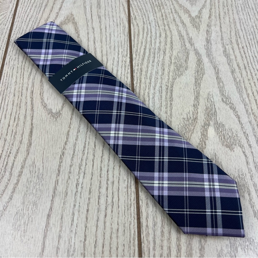 558 - Tommy Hilfiger Tie Purple Navy Plaid 527 TL21100146 Silk Blend $69.50